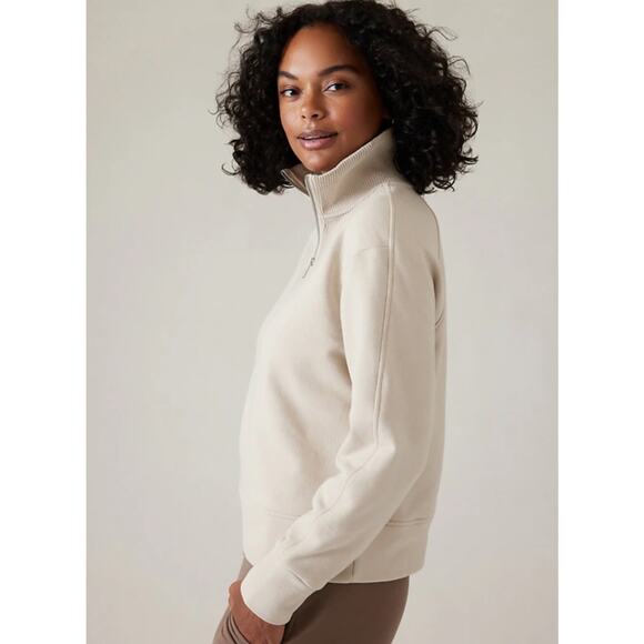 Athleta Retroplush Revive Abalone Half Zip Sweatshirt Large - Picture 2 of 12